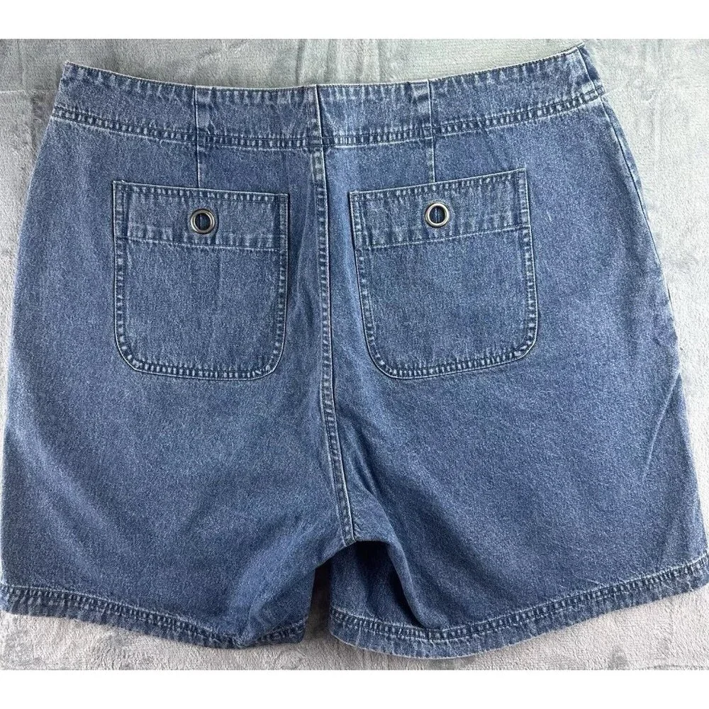 CJ Banks Shorts Womens 18W Blue Flat Front High Rise Cotton Pockets Medium Denim - Picture 16 of 16